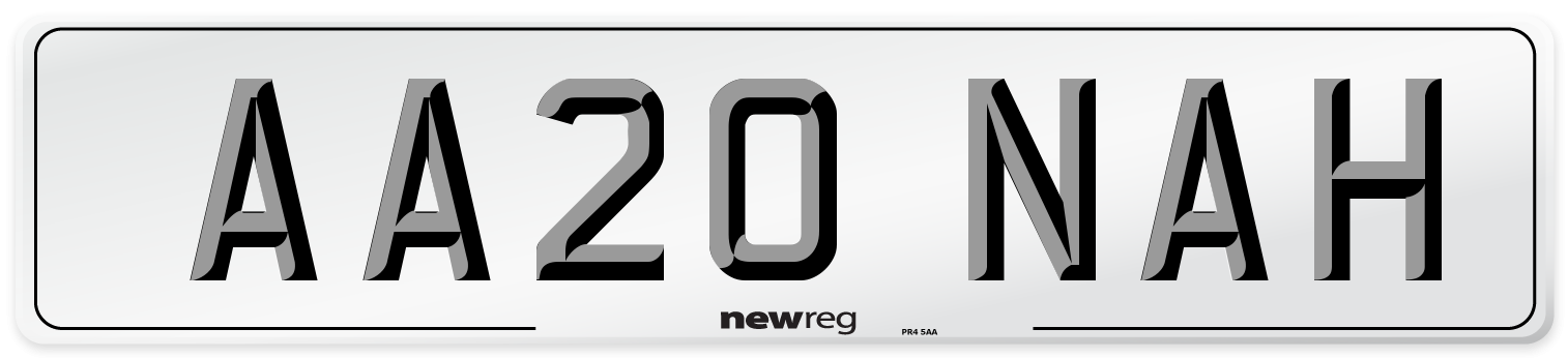 AA20 NAH Number Plate from New Reg